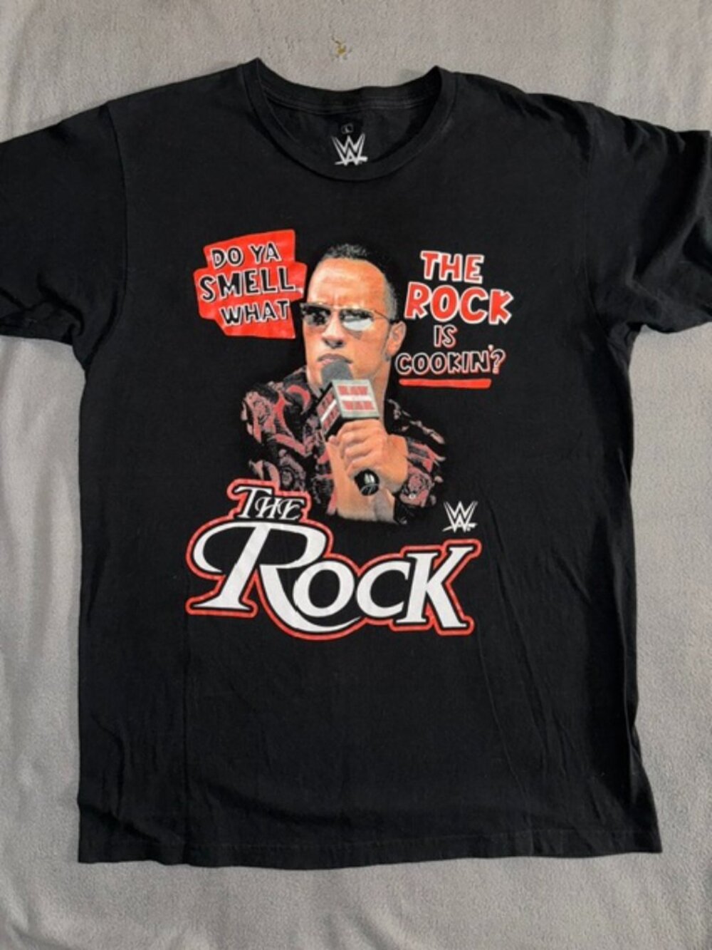 WWE The Rock Do You Smell Wrestling Black SS Shirt Size Large